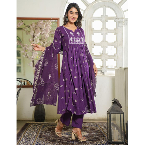 Printed Anarkali Kurta Set - Age Group: Adult