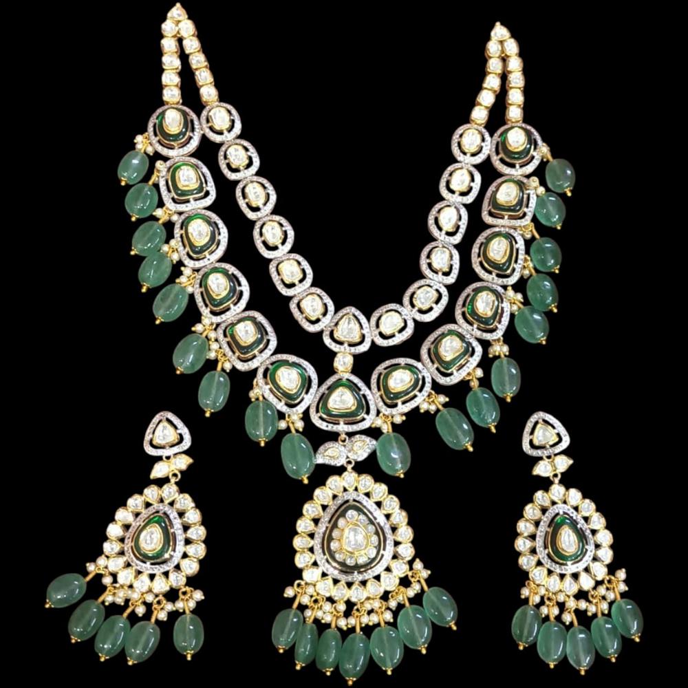 14kt Gold Uncut Diamond Polki Necklase Set - Gender: Women