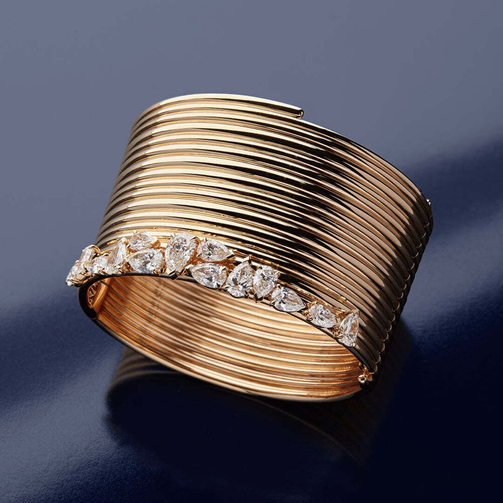 Pear Cut Lab Diamonds Blast Diamond Cuff Bangle