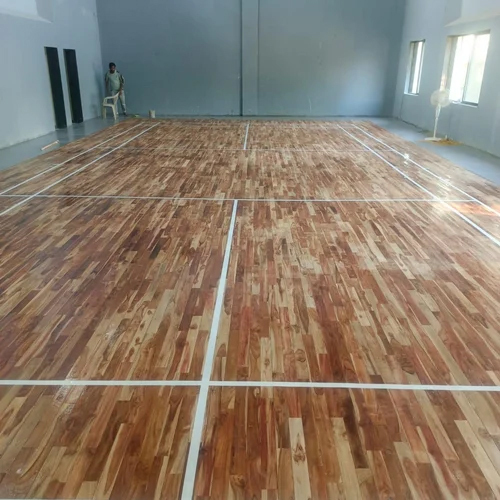 Badminton Court Teak Wood Flooring - Design Type: Plain