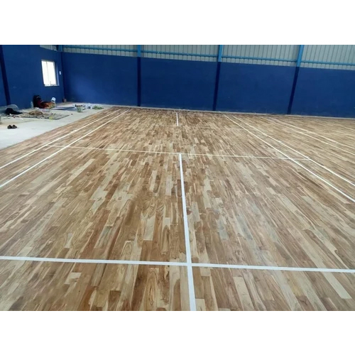 Wooden Badminton Teak Wood Flooring - Design Type: Plain