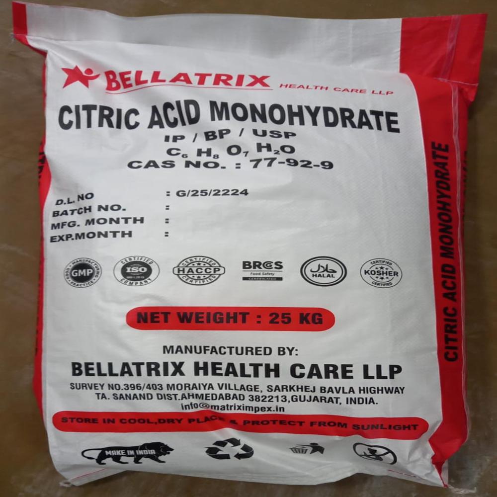 25 KG Citric Acid Monohydrate IP/BP