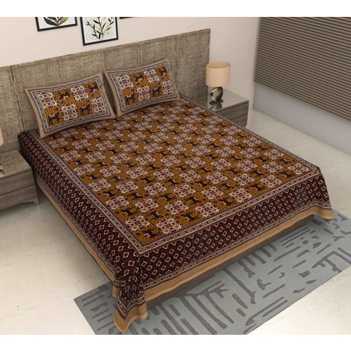 Bagru Printed Cotton Bedsheet - Color: Different Available