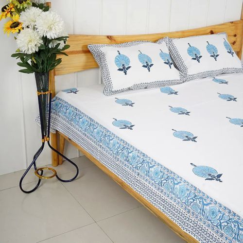 Block Printed Cotton Bedsheet - Color: Different Available