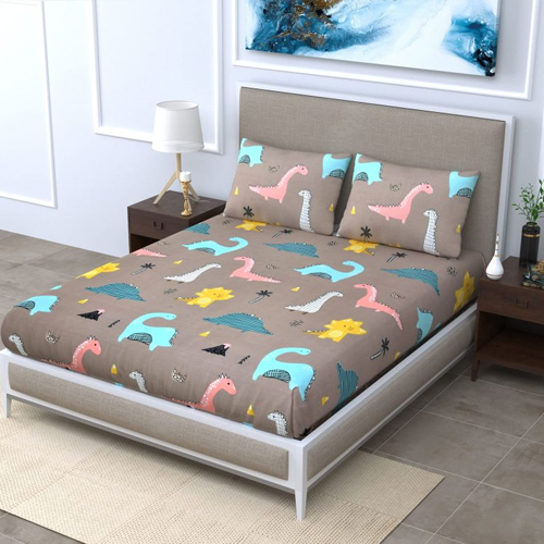 Cartoon Printed Kids Double Bedsheet - Color: Different Available