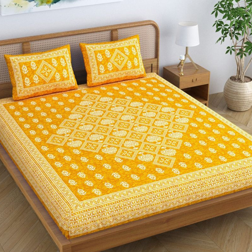 Cotton Batik Printed Double Bedsheet - Color: Different Available