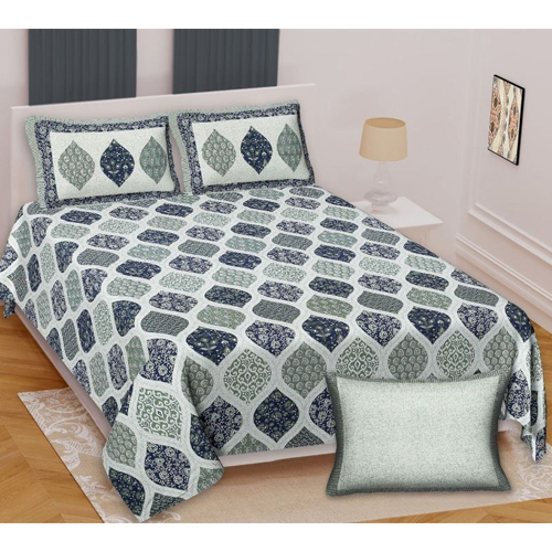 Cotton Ajrakh Print Double Bedsheet - Color: Different Available