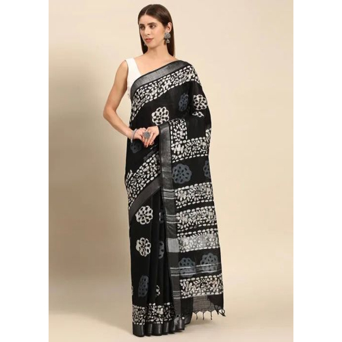 Batik Printed Cotton Saree - Color: Different Available