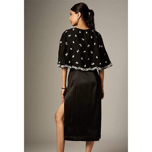Lehr Midi Dress With Cape