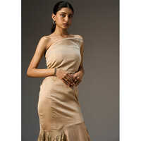 Lehr Off Shoulder Structured Midi Dress - Color: Beige