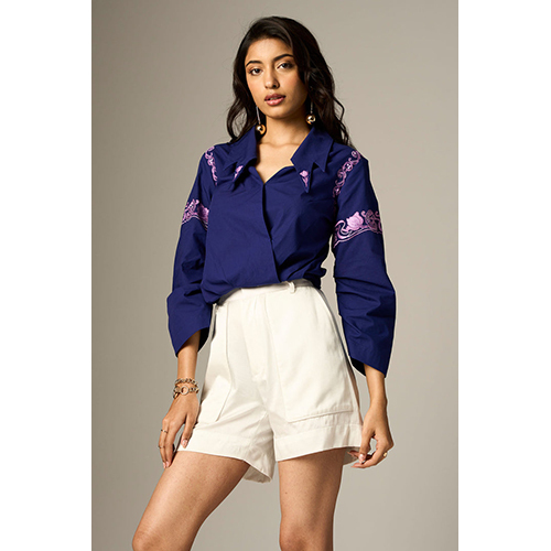 Lehr Blue Overlapped Top