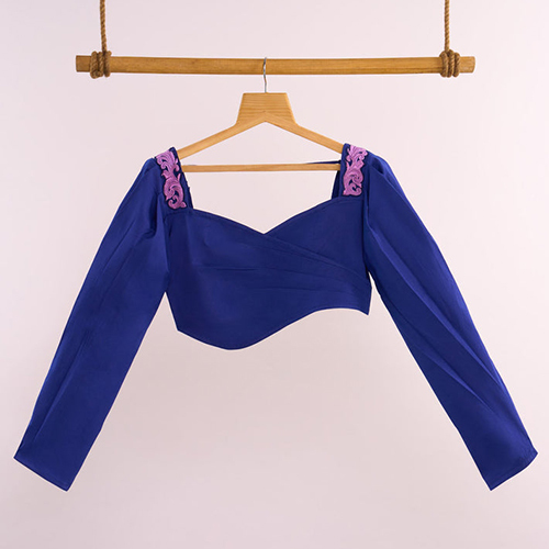 Lehr Blue Wrap Cropped Top