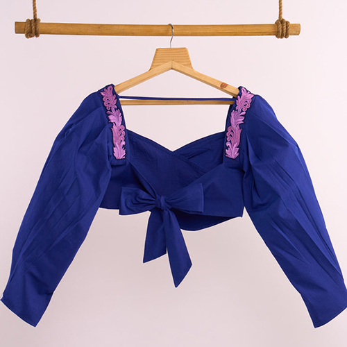 Lehr Blue Wrap Cropped Top