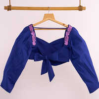 Lehr Blue Wrap Cropped Top
