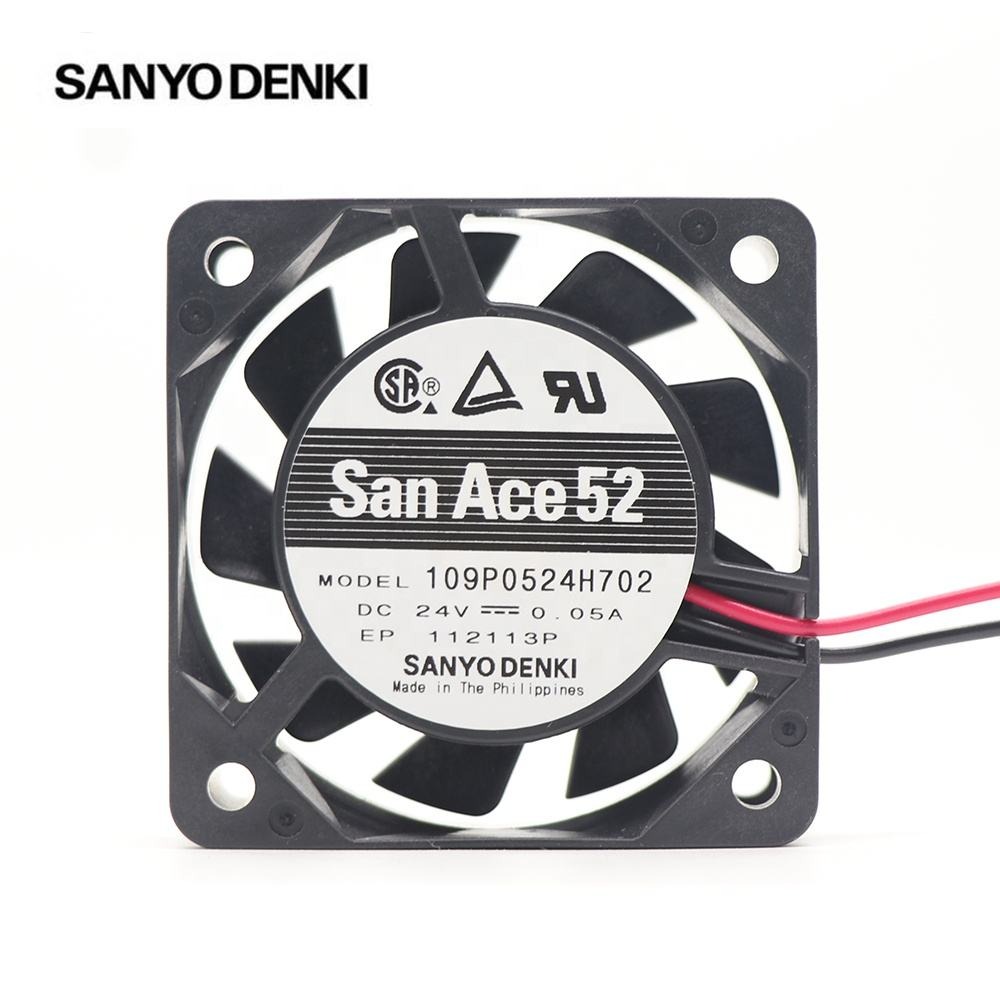 Sanyo 109P0524H702 52x52x15mm 24V DC 1.2W 0.05A 4600RPM 9CFM 31.9Pa 5cm Ball Bearing Inverter Mini Axial Cooling Fan