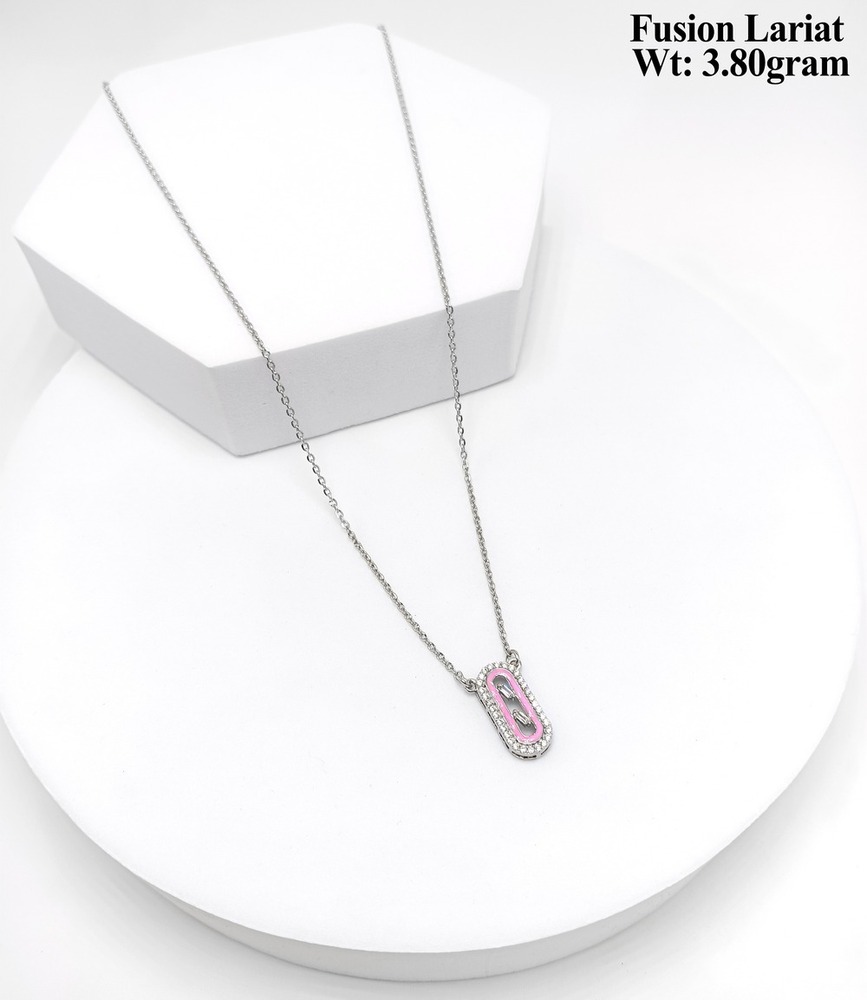 92.5 Silver Lariat Necklace - Adjustable Sterling Silver Cable Chain, Sliding Toggle Clasp, Tarnish Resistant