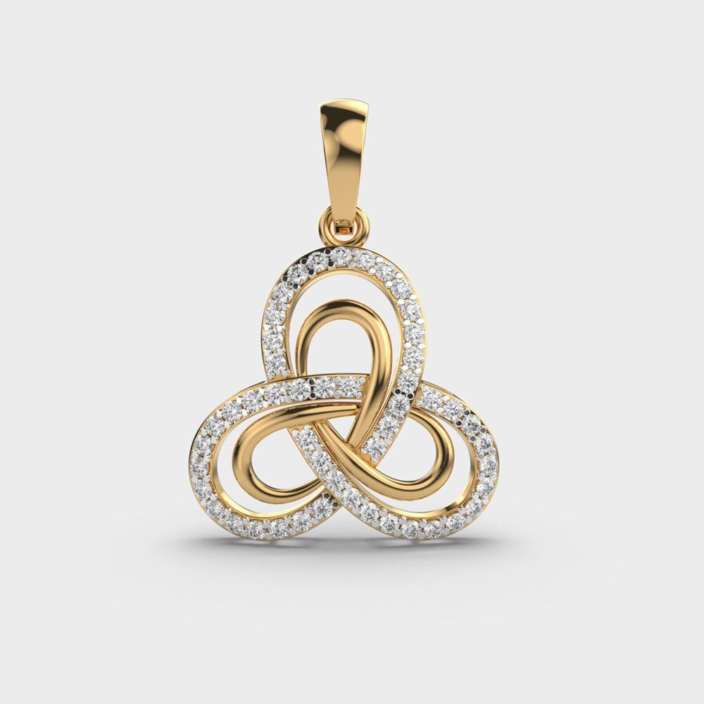 Round Cut Eternal Knot Lab Grown Diamond Pendant in 18K Gold