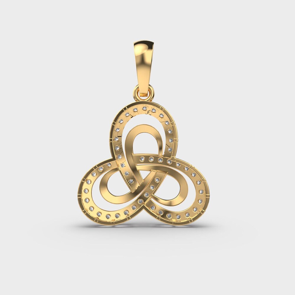 Round Cut Eternal Knot Lab Grown Diamond Pendant In 18k Gold - Color: Colorless
