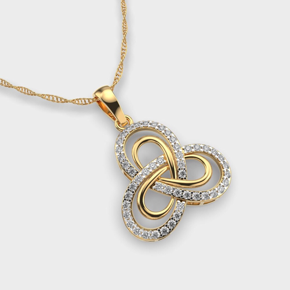 Round Cut Eternal Knot Lab Grown Diamond Pendant In 18k Gold - Color: Colorless