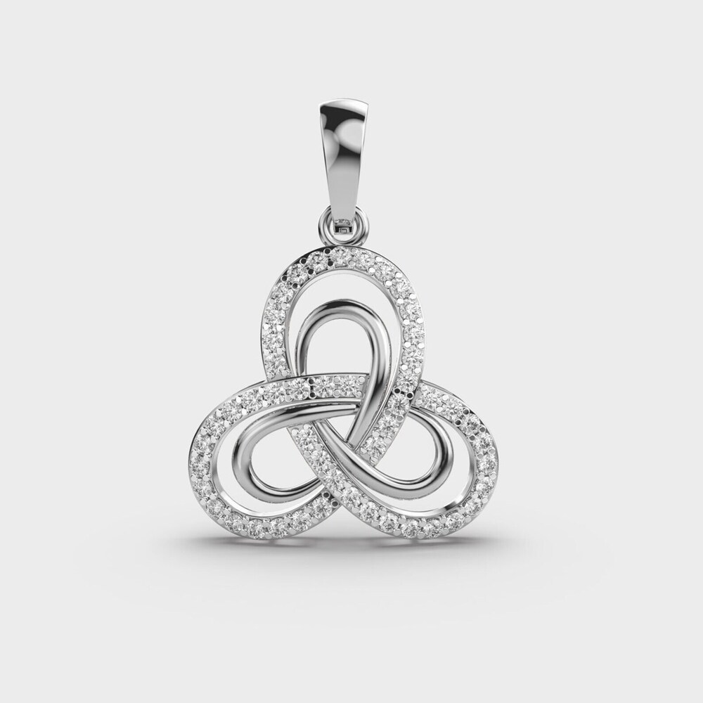 Round Cut Eternal Knot Lab Grown Diamond Pendant In 18k Gold - Color: Colorless