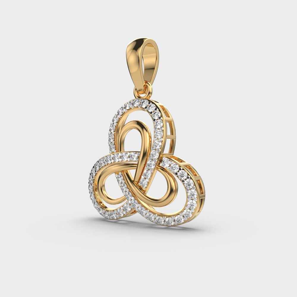 Round Cut Eternal Knot Lab Grown Diamond Pendant In 18k Gold - Color: Colorless