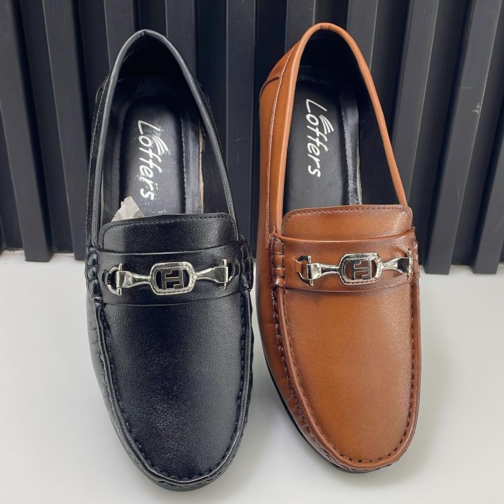 Loafer Shoes - Leather, Standard Size | Black & Brown Colors, Comfortable Inner Lining With Anti-sweat, Pvc Sole With Non-slippery Grip