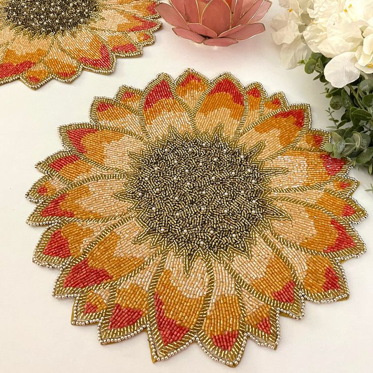 Bp77 (Beaded Placemats)) - Color: Black & Golden