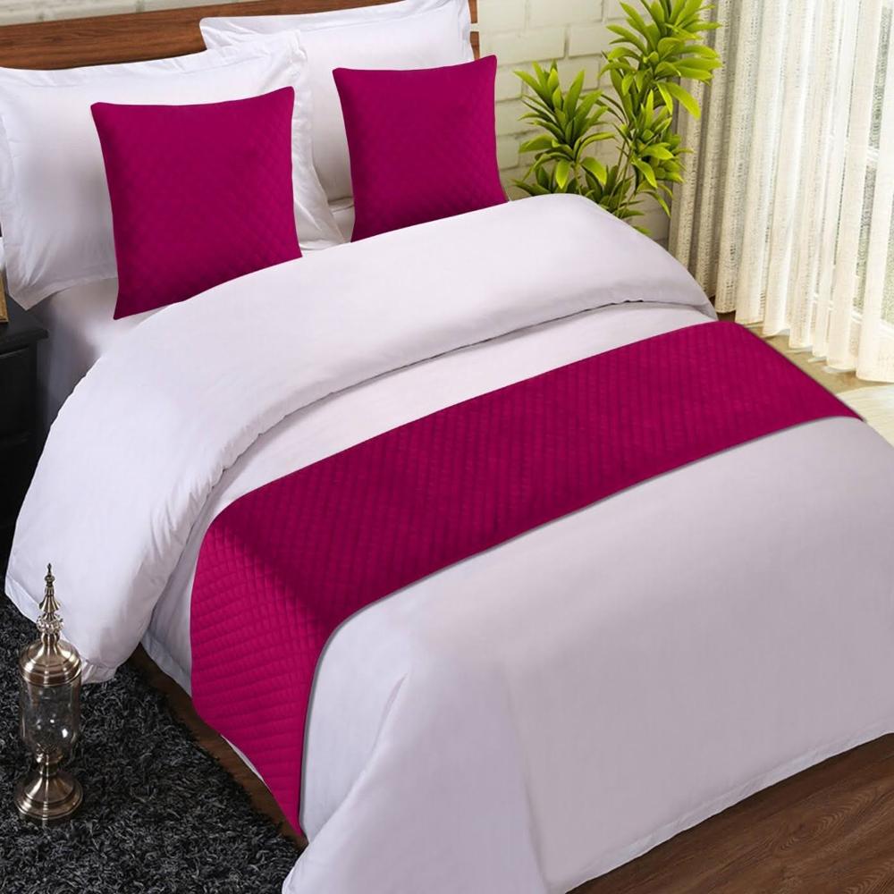 Br123 (Velvet Quilted Bed Runner) - Color: Multicolour
