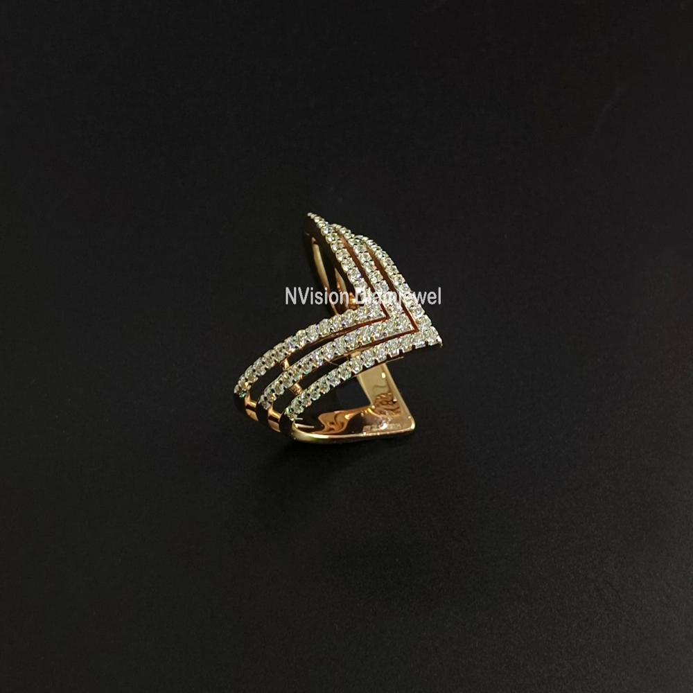 Vibe V Curve Natural Diamond Ring  Bold Elegance in Every Angle