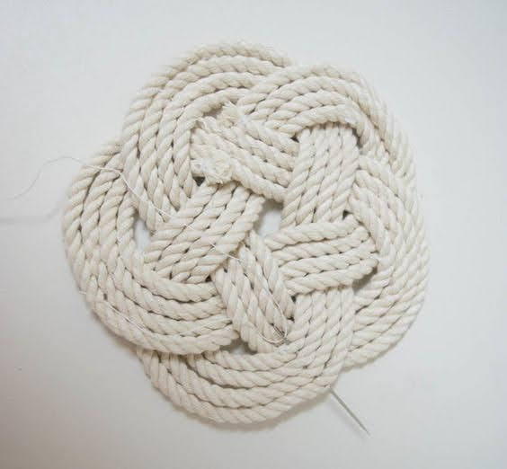 Mcs74 Macrame Table Coaster - Cotton Material, Set Of 4 Pieces | Crocheted Technique, Embroidered Pattern, Elegant White Color