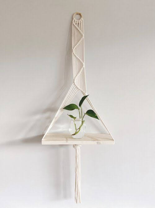 Macrame Pot Holder - 40 Inches , Cotton Material In Purple & White With Plain Dyed Pattern