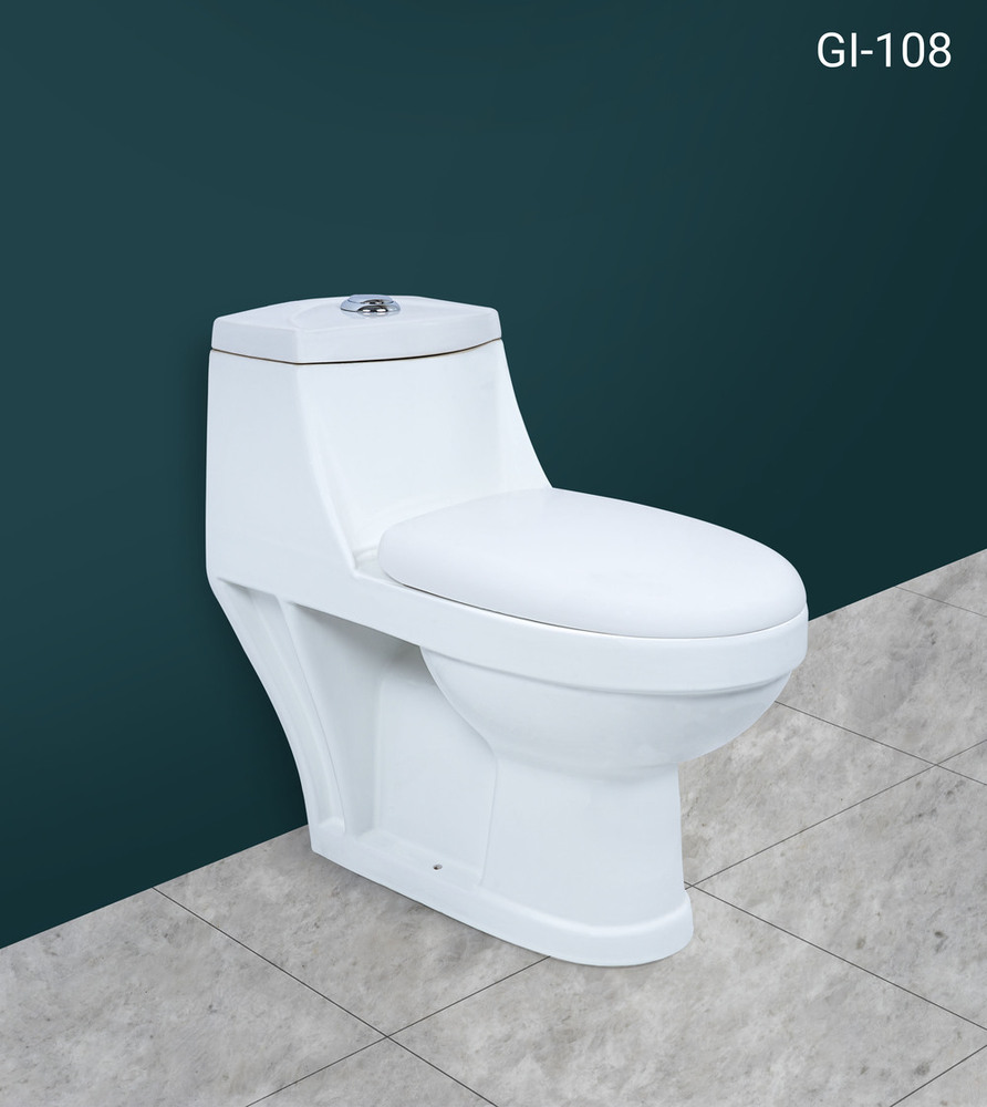 One piece flush toilet