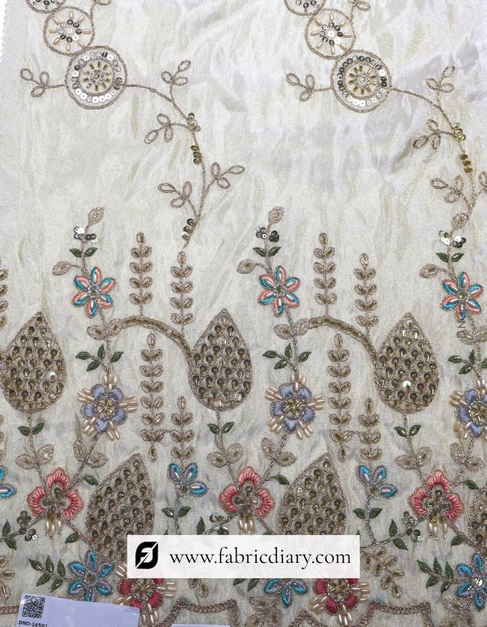 Dyeable Bridal Embellished Lace with Beads, Sequins & Zari