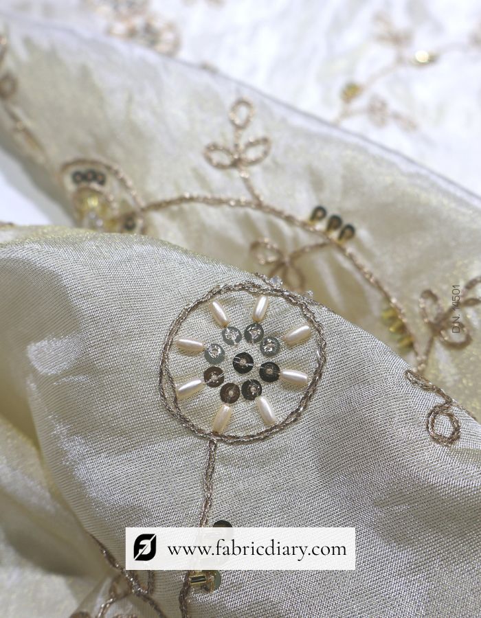 Dyeable Bridal Embellished Lace with Beads, Sequins & Zari 
