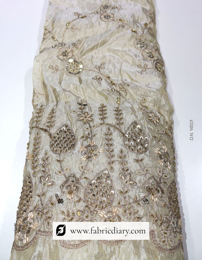Dyeable Bridal Embellished Lace with Beads, Sequins & Zari 
