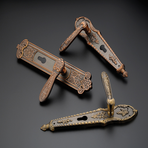 Brown Antique Brass Door Handle Set