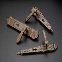 Brown Antique Brass Door Handle Set - Color: As Per Availability