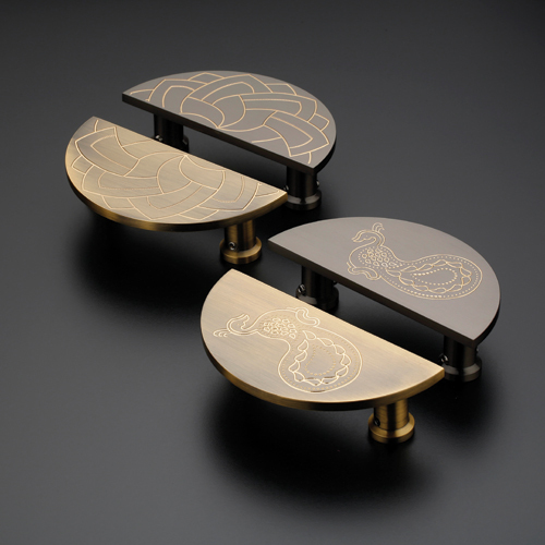 Brass Half Moon Door Handle - Coating Type: Electro Plating