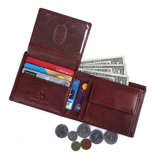 Mens Bifold Leather Wallet - Color: Brown
