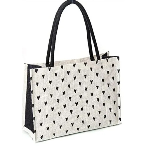 Fashionable Printed Jute Bag - Color: Brown