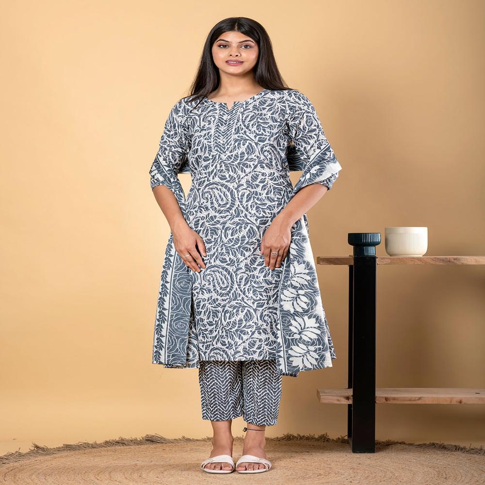 Straight Style Poly Cotton Fabric Teal Color Kurta And Bottom With Dupatta