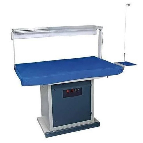 Powder Coated Inbuilt Steam Pressing Table - Color: White & Blue