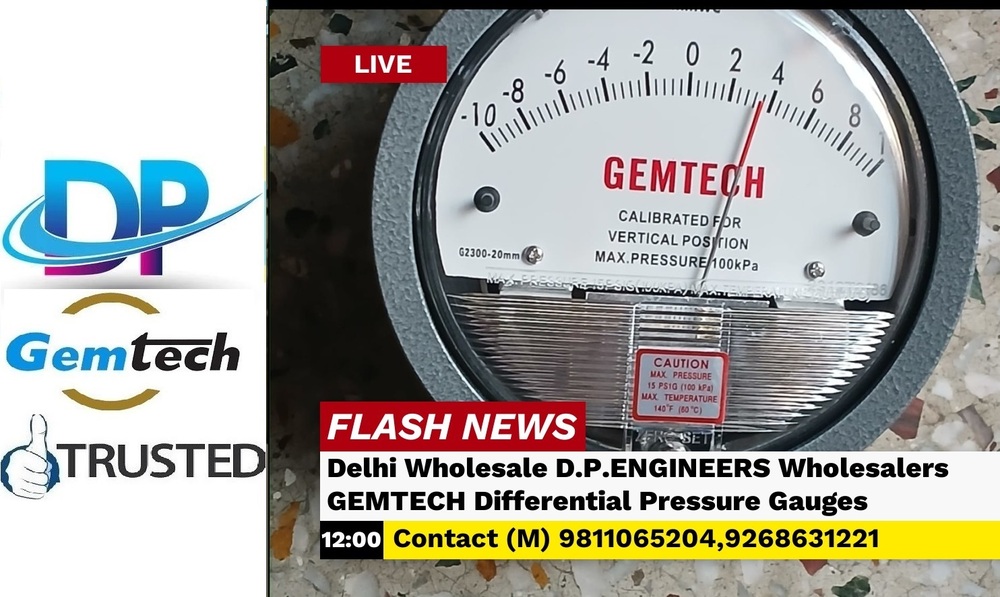 Popular Cities GEMTECH Differential Pressure Gauge Wholesalers for Coimbatore