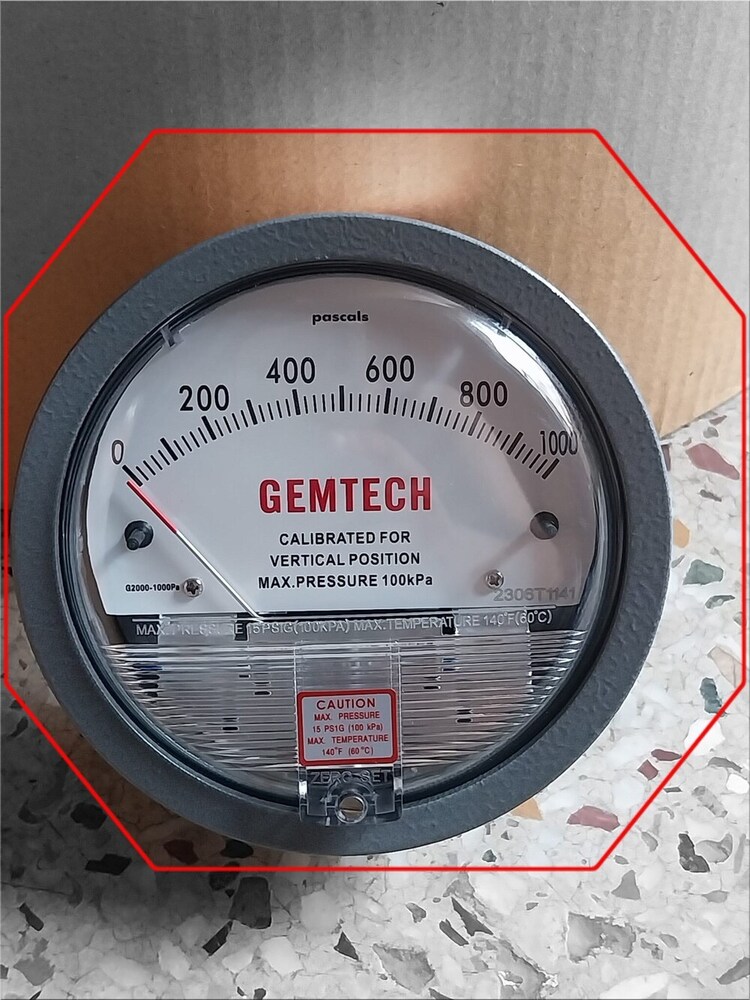 GEMTECH G2000-1000Pa Differential Pressure Gauge 0-1000 Pascal