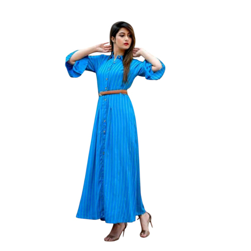 Women Party Wear Mastand Striped Gown