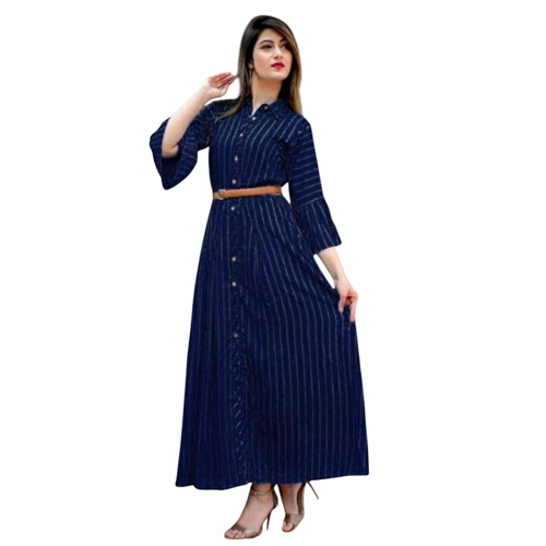Print Puff Sleeve Crepe A-Line Maxi Dress