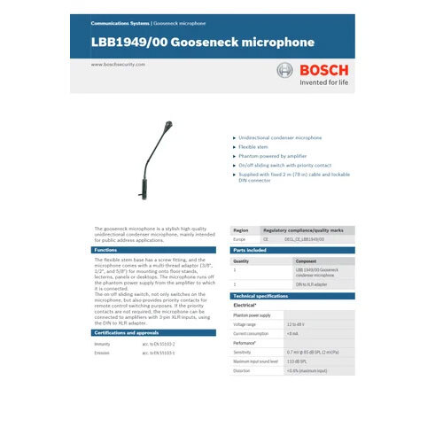 LBB1949-00 Gooseneck microphone