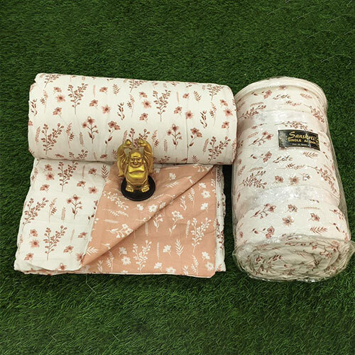 Cotton Comforter - 100% Cotton Material, Full Size , Printed Pattern With Non-woven Technics For Enhanced Durability And Year-round Comfort