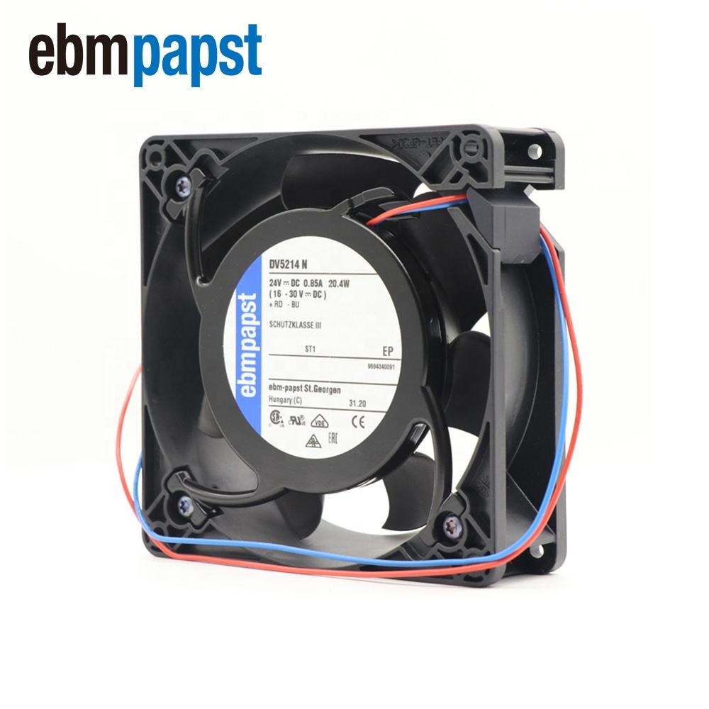 Ebmpapst Dv5214n 24v Dc 0.85a 20.4w 127*38 Mm 5000rpm 270m3/h Ball Bearing Aluminum Frame Inverter Cabinet Axial Cooling Fan - Color: Black