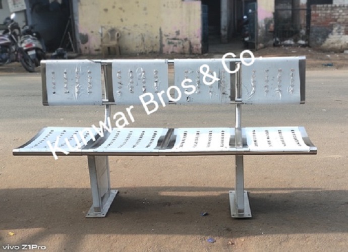 Stainless Steel Railway Bench - 5 Feet, Silver Color | Modern Design, Durable Material, Polished Finishing For Outdoor Use